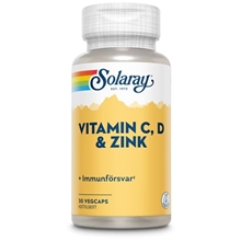 30 kapslar - Solaray Vitamin C, D & Zink