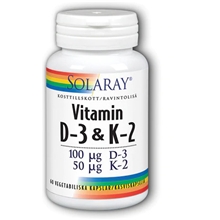60 kapslar - Solaray Vitamin D3 & K2