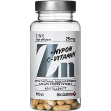 100 tabletter - BioSalma Zink 25mg + C-vitamin & Nypon