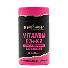 Rawpowder Vitamin D3 2500 IE + K2 80µg 60 tabletter