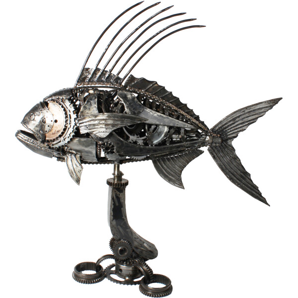 Metallskulptur Rooster Fish (Bild 1 av 2)