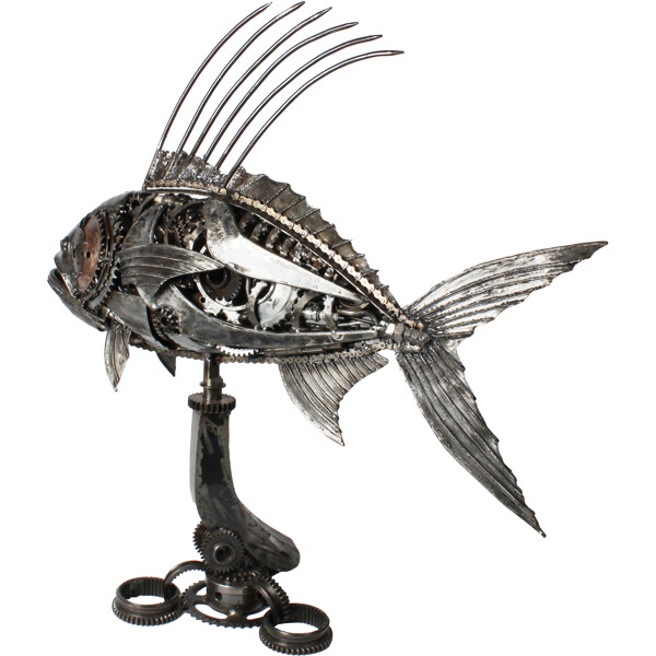 Metallskulptur Rooster Fish (Bild 2 av 2)