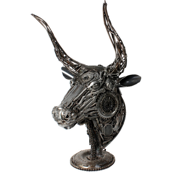 Metallskulptur Bull Head (Bild 1 av 3)