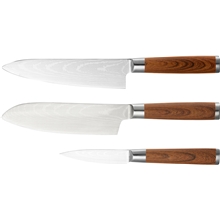 1 set - Yari knivset 3 knivar trähandtag