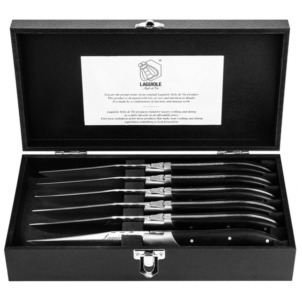 Grillknivar Laguiole Black Ebony slät 6-pack (Bild 1 av 8)