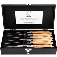 Grillknivar Laguiole Oak Wood Stonewash 6-pack 1 set