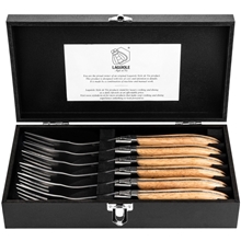 Grillgafflar Laguiole Oak Wood Stonewash 6-pack