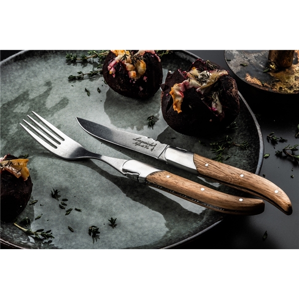 Grillgafflar Laguiole Oak Wood Stonewash 6-pack (Bild 2 av 5)