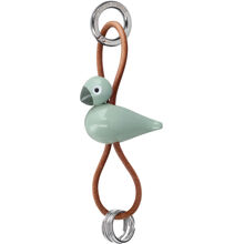 Grön - Fågel Nyckelring Naturläder