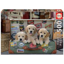 Educa Pussel 500 Bitar Puppies in the Luggage