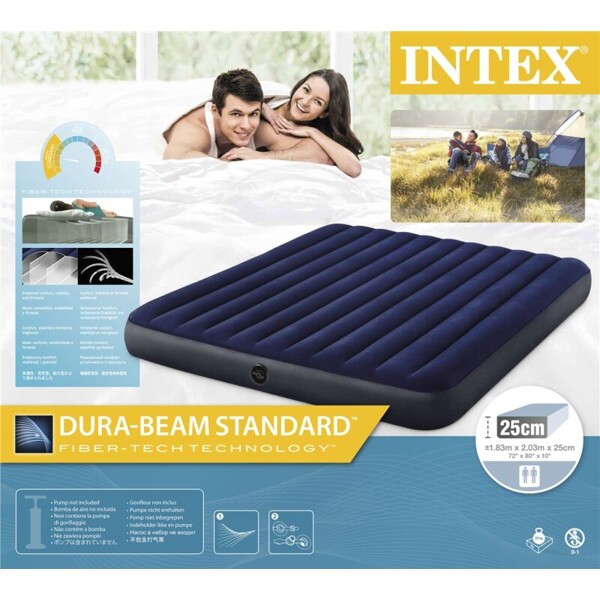 Intex Klassisk Downy Luftmadrass 183x203x25 cm (Bild 4 av 4)