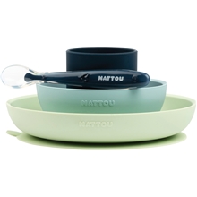 Green/Navy - Nattou Soft Silicone Matset 4 delar