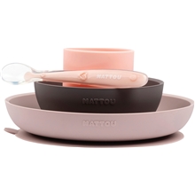 Pink/Eggplant - Nattou Soft Silicone Matset 4 delar