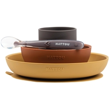 Mustard/Terracotta - Nattou Soft Silicone Matset 4 delar