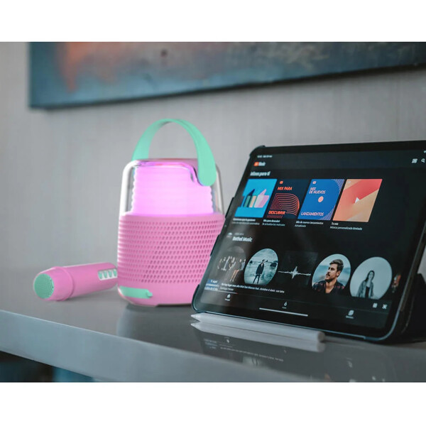 Högtalare Karaoke Kit Mic LED Rosa (Bild 6 av 9)